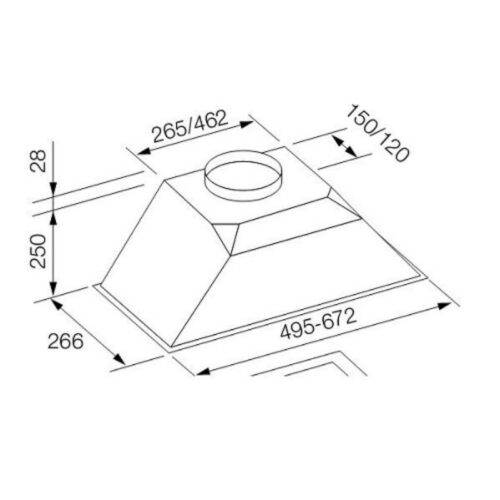 Kích thước máy hút mùi HAFELE HH BP70A 539.82.005