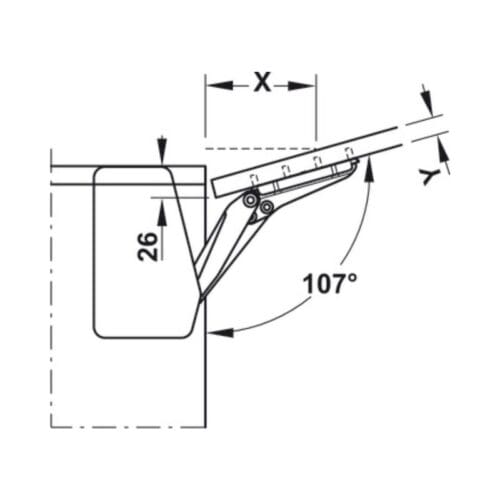 Thiết kế của Bộ tay nâng FREE FLAP 1.7 Hafele 493.05.831 nắp xám