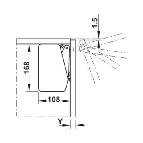 Thiết kế của Bộ tay nâng FREE FLAP 1.7 Hafele 493.05.831 nắp xám