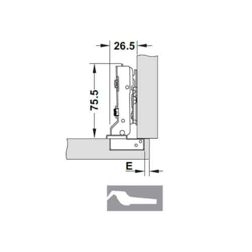 Kích thước bản lề legato trùm nửa cucina Hafele 334.00.031