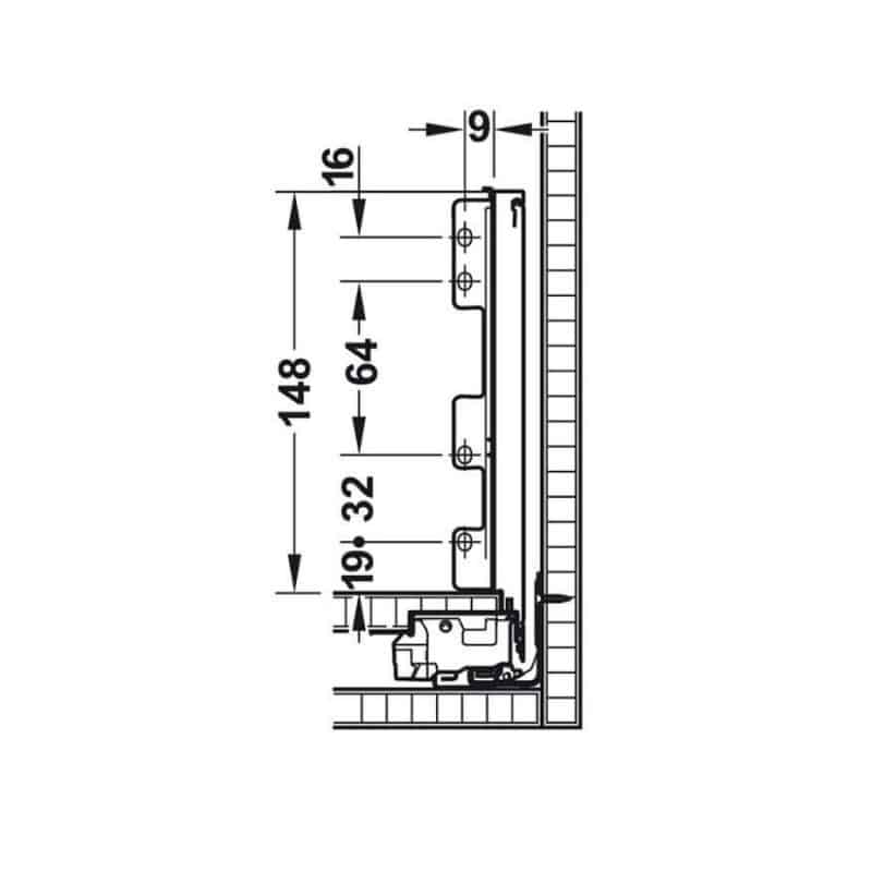 Kích thước Ray hộp Hafele Legrabox 550.71.705 giảm chấn trắng 40kg C 177mm Kích thước Ray hộp Hafele Legrabox 550.71.705 giảm chấn trắng 40kg C 177mm