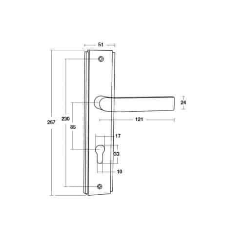 Kích thước tay nắm đế dài Bauma BM055-85 Hafele 905.99.087