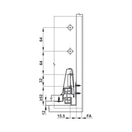 Ray hộp Hafele 552.79.085 Alto B199 500mm, trắng, nắp kim loại 9 Thiết kế của Ray hộp Hafele 552.79.085 Alto B199 500mm, trắng, nắp kim loại