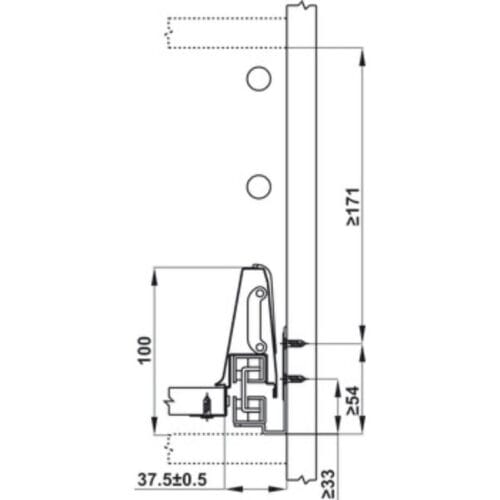 Ray hộp kính Hafele 552.03.095 Alto giảm chấn màu xám H84xD500mm (1)