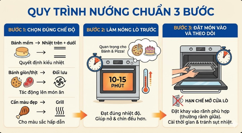 Quy trình nướng chuẩn 3 bước