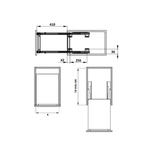 Bộ rổ gia vị, dao thớt Hafele Sonata 549.20.010 250mm 6 Bộ rổ gia vị, dao thớt Hafele Sonata 549.20.010 250mm