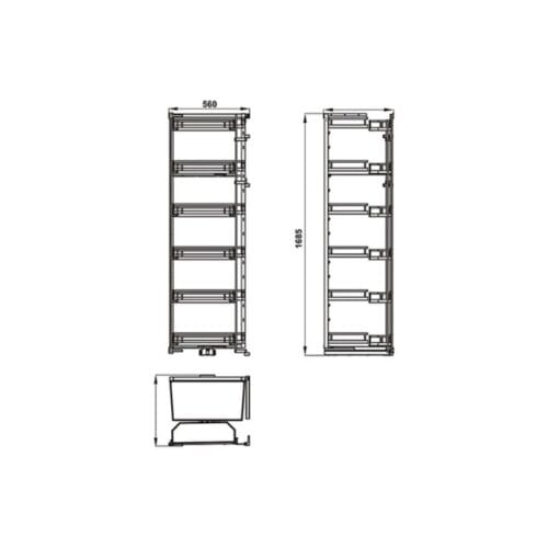 Bộ rổ Hafele Kara Swing 548.65.842 6 tầng 450mm