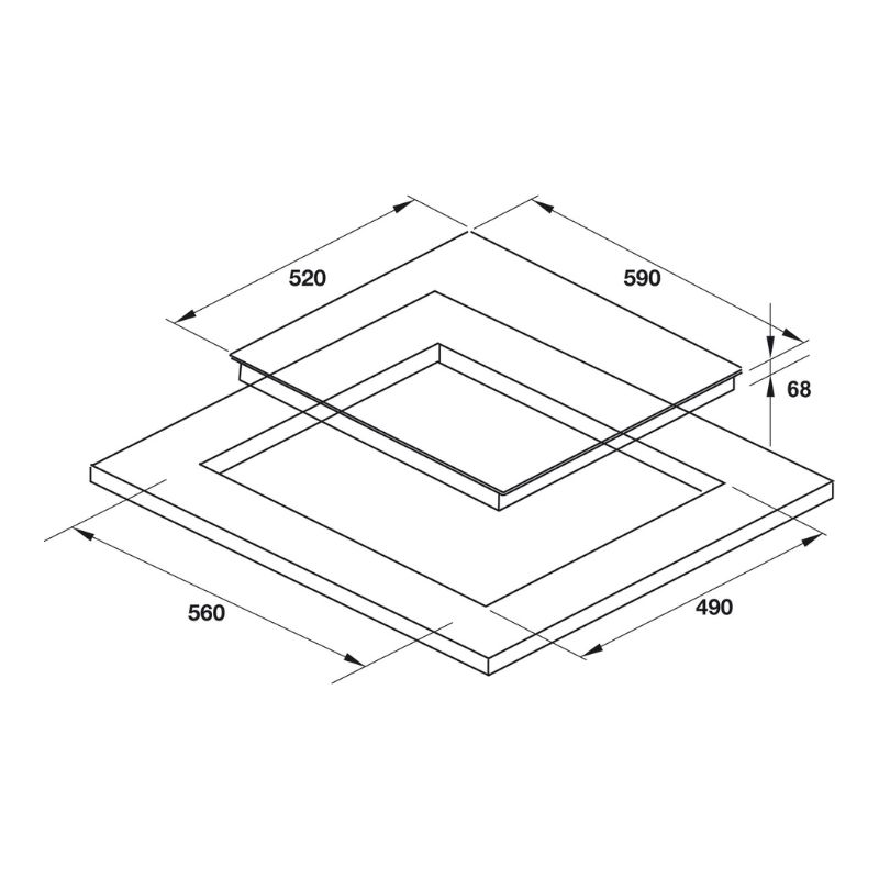 Kích thước bếp từ 3 vùng nấu Hafele HC-I603D 536.61.631 Kích thước bếp từ Hafele 536.61.631