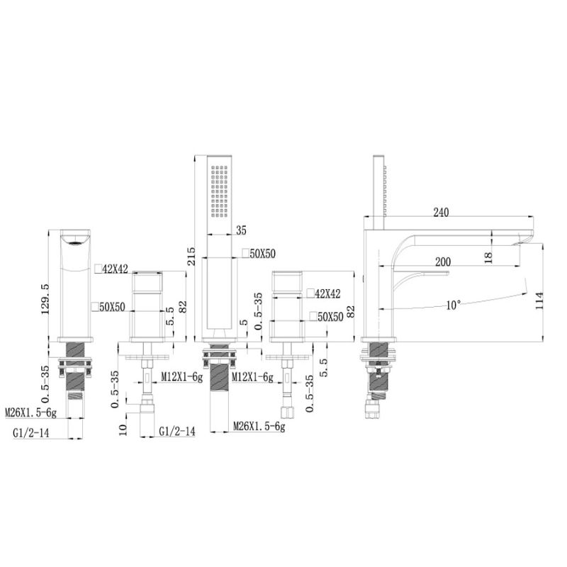 Kích thước bộ trộn bồn tắm 4 Lỗ Regal Hafele 495.61.126 Kích thước bộ trộn bồn tắm 4 Lỗ Regal Hafele 495.61.126