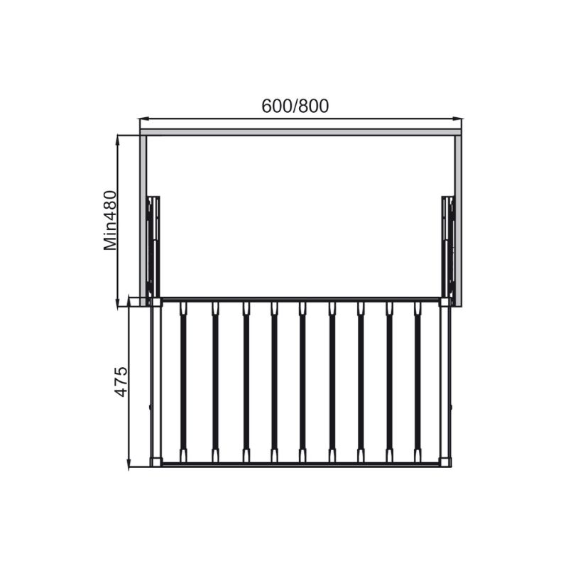 Kích thước giá treo quần 600mm Hafele 807.95.121 Kích thước giá treo quần 600mm Hafele 807.95.121