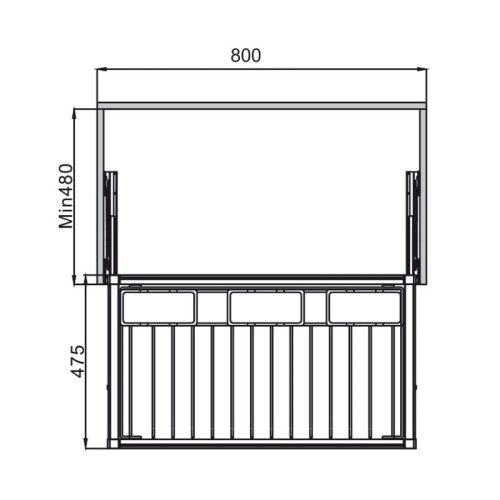 Kích thước giá treo quần 800mm với hộp nhựa Hafele 807.95.113