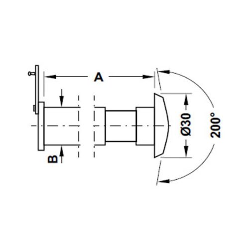 Kích thước mắt thần gắn cửa góc nhìn 200º có nắp che Hafele DIY 489.70.435