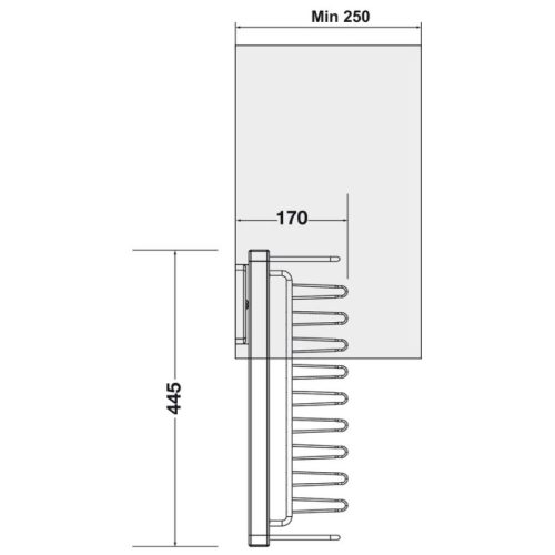 Móc treo dây nít và cà vạt 250mm Hafele 807.96.110 3 Kích thước móc treo dây nít và cà vạt 250mm Hafele 807.96.110