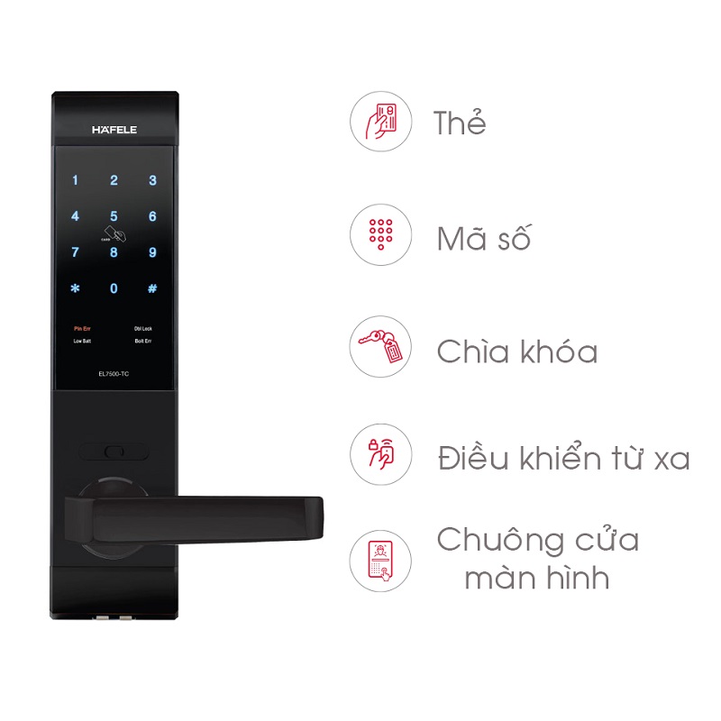 Tính năng Khóa thẻ từ Hafele EL7500-TC 912.20.552 Tính năng Khóa thẻ từ Hafele EL7500-TC 912.20.552