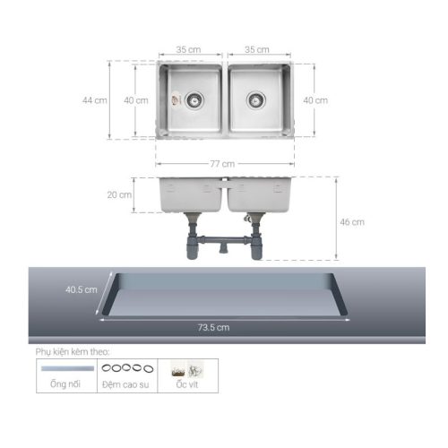 Lắp đặt Chậu rửa bát inox Hafele HS19-SSN2S90S 567.23.020