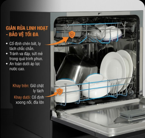 Hafele HDW-T5531B sở hữu dung tích 8 bộ bát đĩa Châu Âu