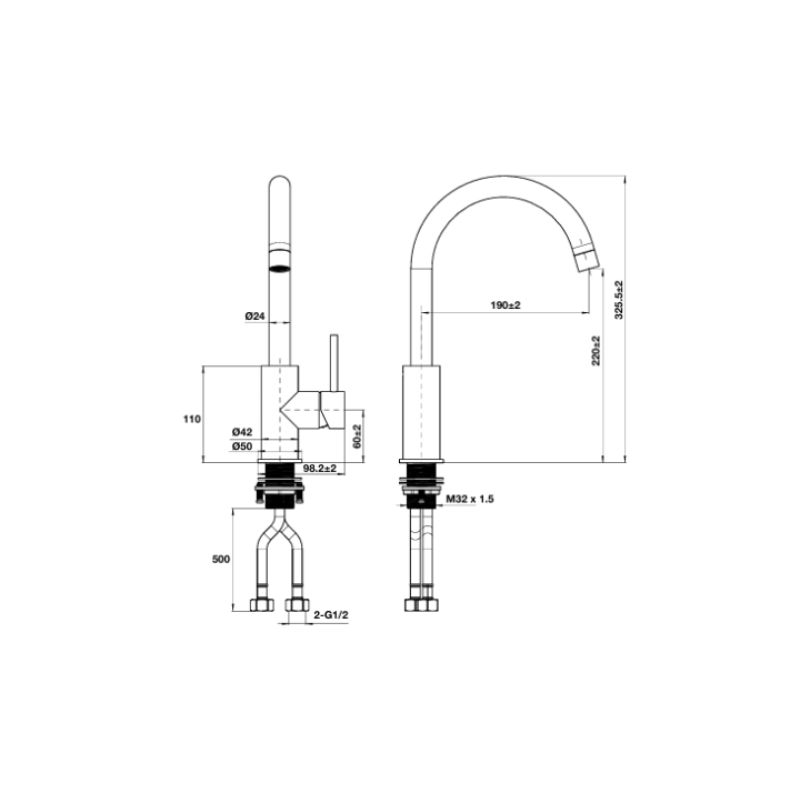 Kích thước vòi rửa bát nóng lạnh Hafele HT25-SH1F220 570.85.047 Đen mờ Kích thước vòi rửa bát nóng lạnh Hafele HT25-SH1F220 570.85.047 Đen mờ