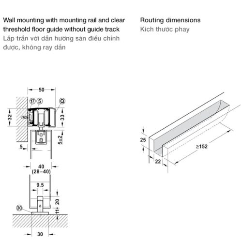 Phụ Kiện Cửa Trượt Slido Classic 120-I Hafele 941.25.045 2 thông số kĩ thuật của hafele 941.25-045