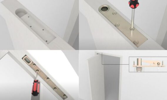 Bước 4_ Lắp trục bản lề vào cánh cửa