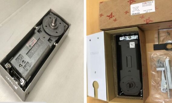 công nghệ bản lề sàn Hafele là hệ thống giảm chấn tinh vi, kiểm soát tốc độ đóng mở cửa