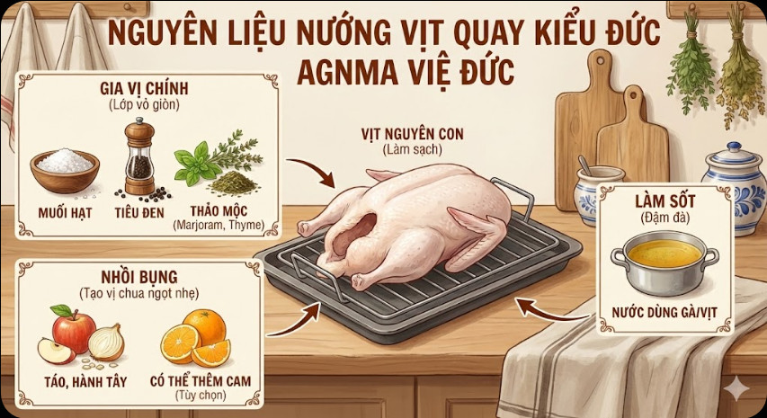 Nguyên liệu nướng Vịt quay kiểu Đức