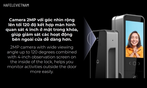 Khóa điện tử Hafele INFINITY - PP2502W 499.21.223 7 499.21.223 camera 2PM góc nhìn rộng 120 độ kèm màn hình quan sát 4 inch