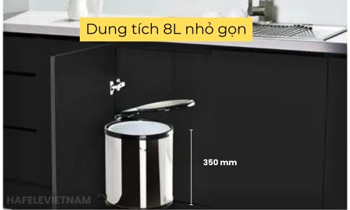 Thùng rác Hafele Viola 502.24.003 gắn cánh lắp âm cửa 6 502.24.003 dung tích 8l nhỏ gọn