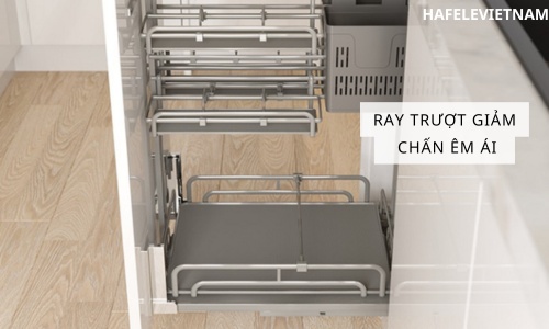 Bộ rổ gia vị dao thớt Hafele Omero 595.00.804 350mm 9 595.00.804 ray trượt giảm chấn lắp gài