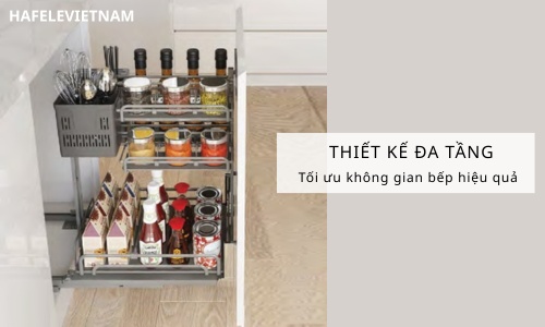 Bộ rổ gia vị dao thớt Hafele Omero 595.00.804 350mm 10 595.00.804 thiết kế đa tầng, bố cục thông minh