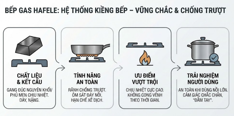 Hệ thống kiềng bếp – Vững chắc và chống trượt