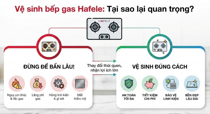Tại sao việc vệ sinh bếp gas Hafele đúng cách lại quan trọng