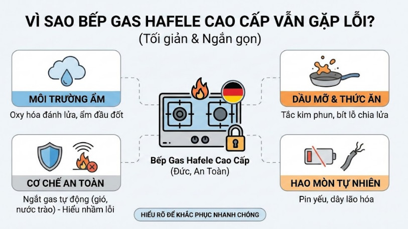 Vì sao bếp gas Hafele cao cấp vẫn có thể gặp lỗi