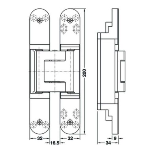 Kích thước Bản lề âm TE540 3D, SC Hafele 924.17.223