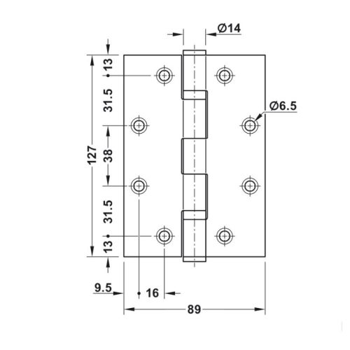 Kích thước Bản lề lá 2 vòng bi 120kg Hafele 926.98.139