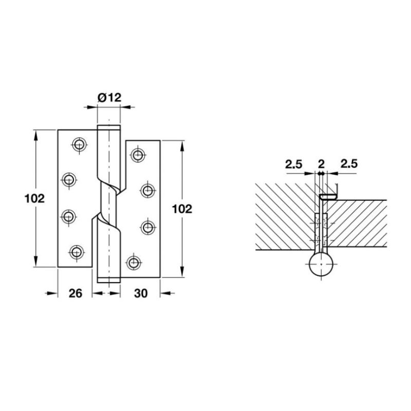 Kích thước Bản lề nâng hạ mở phải Hafele 926.27.603 Kích thước Bản lề nâng hạ mở phải Hafele 926.27.603