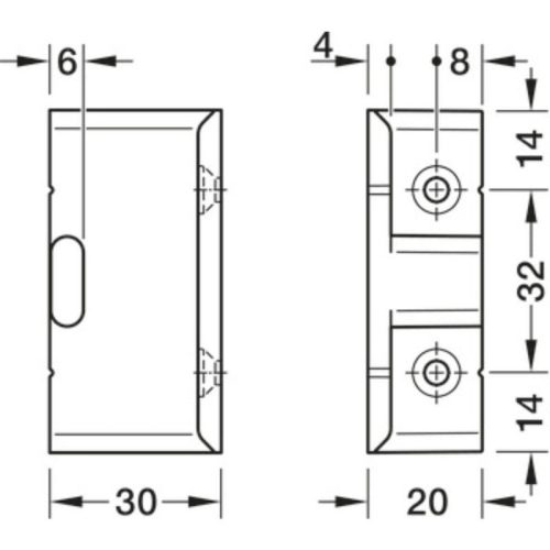 Kích thước Bas góc keku AD30 nhựa Hafele 262.51.391