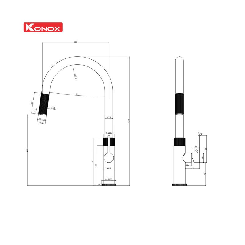 Thông số vòi rửa bát dây rút Lasi Chrome Thông số vòi rửa bát dây rút Lasi Chrome