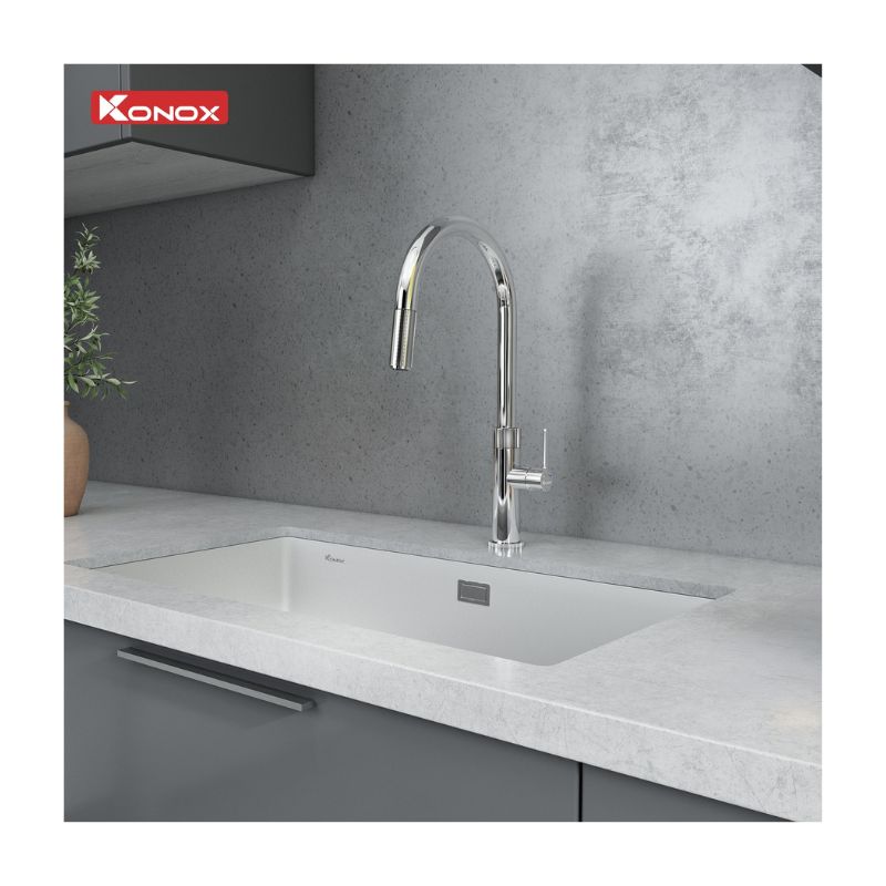 Thực tế vòi rửa bát dây rút Lasi Chrome Thực tế vòi rửa bát dây rút Lasi Chrome