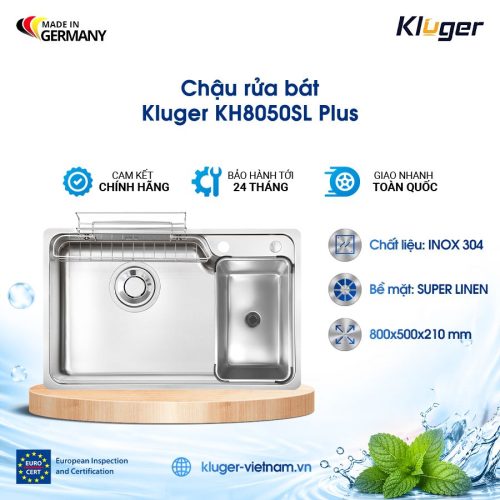 Chậu rửa bát Kluger KH8050SL Plus 1 Hố