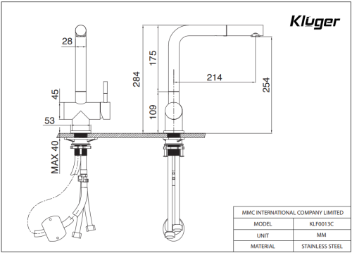 Vòi Rửa Bát Kluger KLF0013C Dây Rút Nóng Lạnh 3 klf0013c ktkt