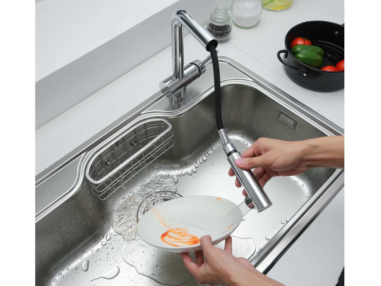 Vòi Rửa Bát Kluger KLF0013C Dây Rút Nóng Lạnh voi rua bat kluger klf0013c 7