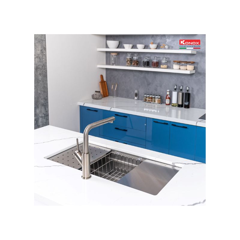 Chậu rửa bát chống xước Konox Workstation Sink – Undermount Sink KN7644SU Dekor (3) Chậu rửa bát chống xước Konox Workstation Sink – Undermount Sink KN7644SU Dekor (3)