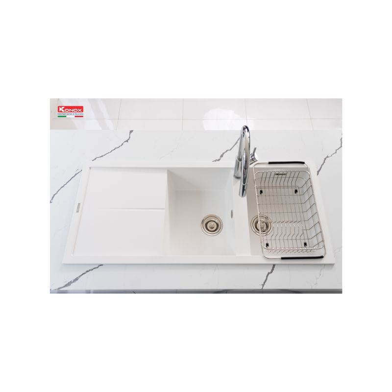 Chậu rửa bát Konox Granite Sink Livello Smart 1160 – White Silver (2) Chậu rửa bát Konox Granite Sink Livello Smart 1160 – White Silver (2)