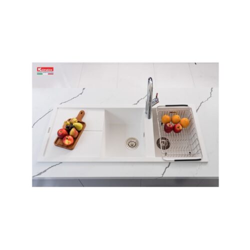 Chậu rửa bát Konox Granite Sink Livello Smart 1160 – White Silver 5 Chậu rửa bát Konox Granite Sink Livello Smart 1160 – White Silver (3)