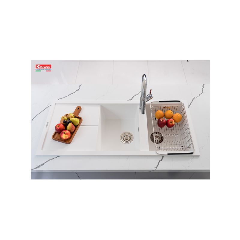Chậu rửa bát Konox Granite Sink Livello Smart 1160 – White Silver (3) Chậu rửa bát Konox Granite Sink Livello Smart 1160 – White Silver (3)
