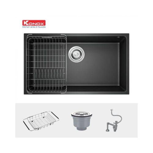 Chậu rửa bát Konox Granite Sink Naros 760S – Black 4 Chậu rửa bát Konox Granite Sink Naros 760S – Black(2)