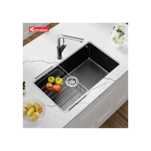 Chậu rửa bát Konox Granite Sink Naros 760S – Black 5 Chậu rửa bát Konox Granite Sink Naros 760S – Black(3)