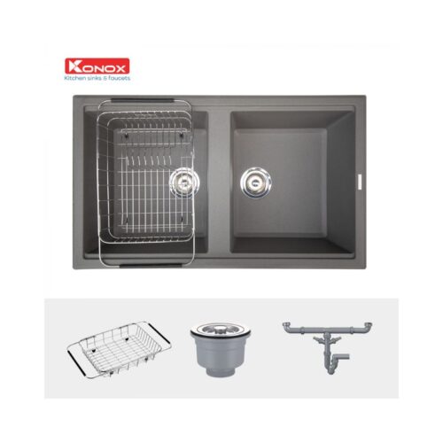 Chậu rửa bát Konox Granite Sink Phoenix 860 – Grey 4 Chậu rửa bát Konox Granite Sink Phoenix 860 – Grey (2)