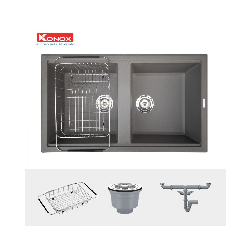 Chậu rửa bát Konox Granite Sink Phoenix 860 – Grey (2) Chậu rửa bát Konox Granite Sink Phoenix 860 – Grey (2)