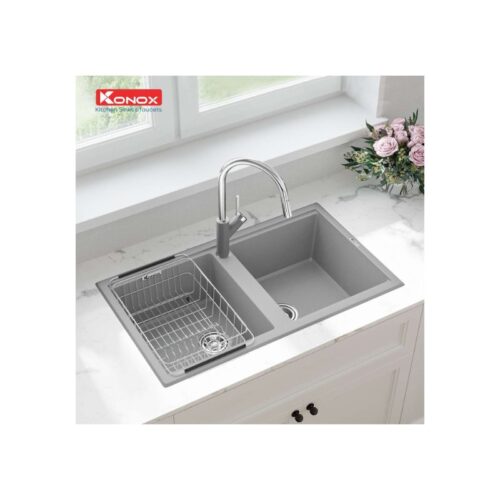 Chậu rửa bát Konox Granite Sink Phoenix 860 – Grey 5 Chậu rửa bát Konox Granite Sink Phoenix 860 – Grey (3)